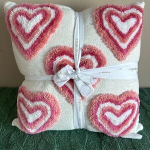 Cupcakes and Cashmere Heart Plush Pillow Pink & White Set of 2 NEW